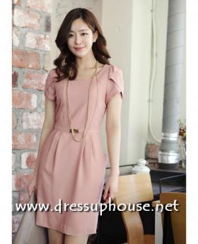 dressuphouse เดรสทำงาน เนื้อดี สีชมพูกะปิ (530pk)