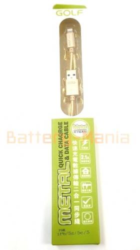 สายชาร์จ GOLF Metal lightning Quick Charge and Data Cable สำหรับมือถือ iphone 5, 6
