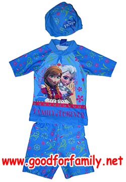 ชุดว่ายน้ำ เสื้อ-กางเกง frozen elsa anna สีฟ้า พร้อมส่ง โฟรเซ่น เอลซ่า แอนนา อันนา กางเกงว่ายน้ำ ชุดว่ายน้ำเด็กผู้หญิง รหัส swmfro012
