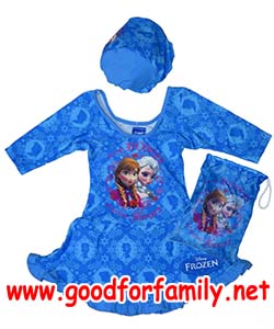 ชุดว่ายน้ำ กระโปรงระบาย frozen elsa elsa สีฟ้า โฟรเซ่น เอลซ่า แอนนา อันนา กระโปรงว่ายน้ำ ชุดว่ายน้ำเด็กผู้หญิง รหัส swmfro010