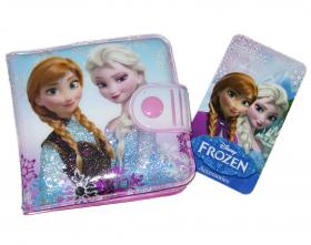 กระเป๋าสตางค์ frozen สีชมพู แบบติดกระดุม 2 ตอน โฟรเซ่น แอนนา เอลซ่า กระเป๋าตัง กระเป๋าเด็ก รหัส bckntefro005