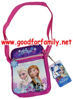 กระเป๋าสะพายข้างเล็ก Frozen ขนาด 7 นิ้ว แนวตั้ง สีชมพู-ม่วง โฟรเซ่น แอนนา เอลซ่า กระเป๋าใส่ของ กระเป๋าเด็ก รหัส bckslifro019