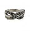 แหวนคลื่นประดับมาร์คาไซท์ (Marcasite) เงินแท้