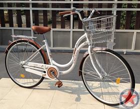 จักรยานแม่บ้าน WCI รุ่น LadyLive ล้อ26นิ้ว ทรงญี่ปุ่นเฟรมโค้งขึ้น-ลงไม่ติดขา ตะกร้าหน้าเหล็กหนา
