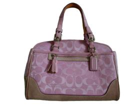 COACH Pink Signature C Jacquard Satchel Tote Handbag 6828