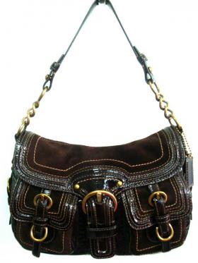 Authentic COACH LEGACY GARCIA Limited Edition Brown Patent Leather And Suede Hobo Bag เหมือนใหม่