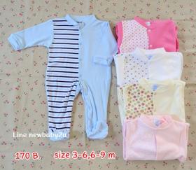 ไซส์ 3-6,6-9 เดือน ชุดหมีเด็กคลุมเท้า ผ้าฝ้าย 100% ใส่สบาย
