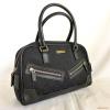 Genuine Gucci Black Monogram Canvas and Leather Small Boston Bowling Tote Handbag