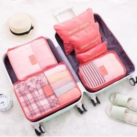 กระเป๋าแบ่งของ กระเป๋าจัดระเบียบ - 5 (เซ็ต 6 ใบ) (สีแดงพาสเทล) - MB1703A1
