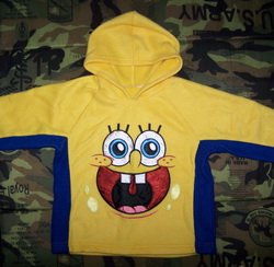 เสื้อหนาวผ้าอุ่นมือสองspongbob สภาพ90%อก30ยาว17"