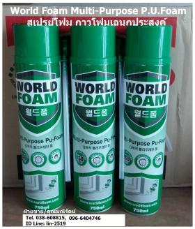 ขาย World Foam P.U.Foam สเปรย์โฟมอุดรอยรั่ว อุดโพรง อุดช่องว่าง อุดรูกันรั่วซึม