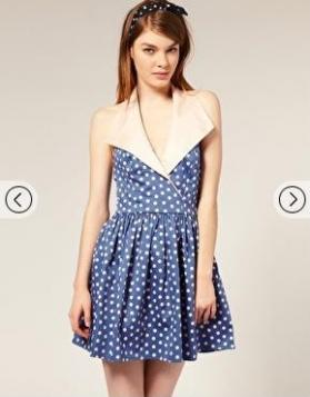 ขายเดรสลายจุด ASOS Collar Spot Dress