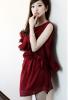  เดรสชีฟองสีแดงกุหลาบ ราคา 390 บาท