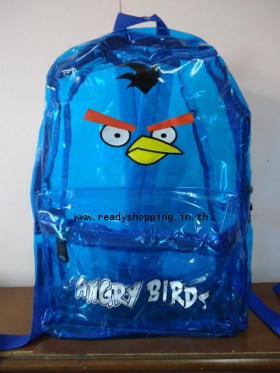 กระเป๋าเป้แบบใส สำหรับเด็กโต Angry bird สีฟ้า