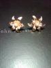 Vintage 12k  Pearls Flower Screw Back -