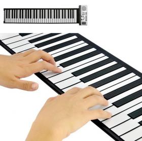 เปียโนไฟฟ้าพกพา (roll up piano) เปียโนขนาดเล็กแบบแผ่นม้วนพับเก็บได้ มาตรฐาน 61 คีย์