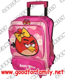 กระเป๋าล้อลาก 16 นิ้ว Angry Birds ลิขสิทธิ์แท้ สีชมพู แองกรี้เบิร์ด แองกี้เบิร์ด แองกีย์เบิร์ด แองกรีย์เบิร์ด กระเป๋านักเรียน กระเป๋าเดินทาง รหัส bcktroagb011
