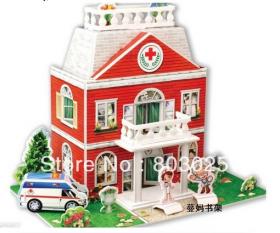 Hospital โรงพยาบาล Model 3D puzzle ตัวต่อโฟม จิ๊กซอร์ 3 มิติ 