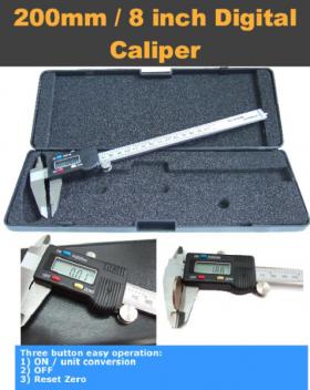 รหัสสินค้า :	VER002 เวอร์เนียร์ดิจิตอล เครื่องวัดขนาด เครื่องมือวัดขนาด 8 inch Digital CALIPER VERNIER MICROMETER GAUGE & LCD