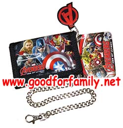 กระเป๋าสตางค์ Avenger Age of Ultron สีดำ มีโซ่ แบบ 3 ตอน อเวนเจอร์ เอจออฟอัลทรอน กระเป๋าตัง กระเป๋าเด็ก รหัส bcknteave006