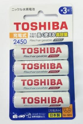 ถ่านชาร์จ AA 2,450mAh (แพ็ค4ก้อน) Toshiba Pro TNH-6AH คลายประจุช้า