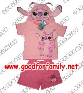 ชุดแฟนซี เสื้อ-กางเกง Lilo & Stitch สติช Disney Baby สีชมพู มีฮู้ด hood ดิสนีย์ เสื้อรูปสัตว์ เสื้อเด็ก เสื้อการ์ตูน กางเกงเด็ก เสื้อผ้าเด็ก  แต่งแฟนซี อายุ 2-5 ปี รหัส fcy024