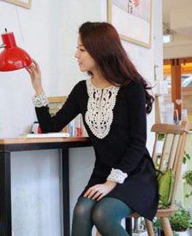 ขาย DOWISI - ++--สินค้าพร้อมส่งค่ะ --++ชุดกระโปรงแสนหวาน คอลูกไม้ - สีดำ