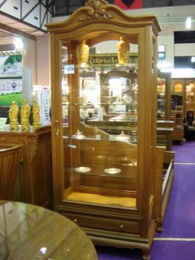 ตู้โชว์ 2 หน้าเสามนเซาะร่องขาหงส์ กว้าง 100 ซม. สูง 230 ซม.