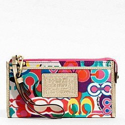 ขาย Coach Coach POPPY SPOTLIGHT DAISY POP C PRINT ZIPPY WALLET WRISTLET NWT FREE S&H F48142