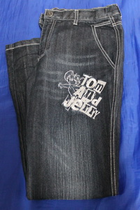 กางเกงลิขสิทธิ์Tom&Jerryทอมแอนด์เจอรี่ยีนต์ฟอก10-12ขวบไซด์180 สภาพ99%เอว32"ยาว39"ปรับเอวเข้าได้