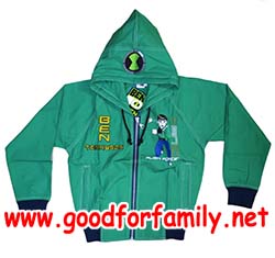 เสื้อกันหนาวเด็ก jacket มีฮู้ด Ben10 สีเขียว เบนเทน เบ็นเท็น แจ็กเก็ต แจกเกต เสื้อผ้าเด็ก hood เสื้อแขนยาว รหัส jckben129