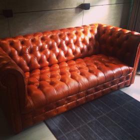 โซฟาหนังแท้ 3 ที่นั่ง Oil Chestnut leather Sofa