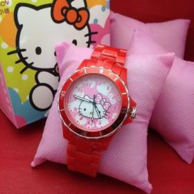 นาฬิกา Hello Kitty  หน้าชมพู สายสีดำ