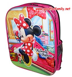 กระเป๋าเป้ Mickey Mouse 16.5 นิ้ว สีชมพู ลายนูน กระเป๋านักเรียน กระเป๋าเด็ก กระเป๋าเป้ กระเป๋าสะพาย การ์ตูน ลิขสิทธิ์ disney รหัส bckpckmin002