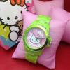 นาฬิกา Hello Kitty  หน้าชมพู สายสีเขียว