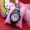 นาฬิกา Hello Kitty  หน้าชมพู สายสีดำ