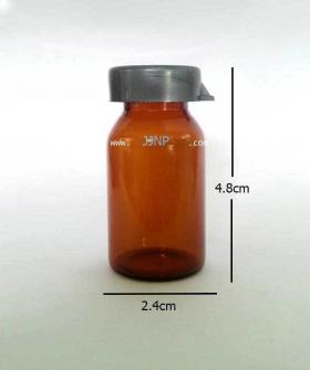ขวดยาฉีดไหลลาด สีชา 10CC ฝาลอรีอัลสีเทา ขวดแก้วสีชาไหลลาดขนาดบรรจุ10cc ฝาครอบสีเทา
