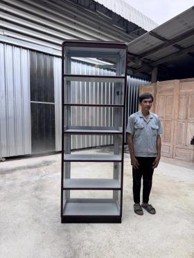 ตู้แท่งโปร่งรอบด้านตู้ไม้สักงานเก่าสไตล์ช่างเซี่ยงไฮ้