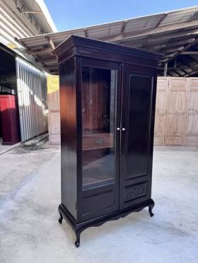 ตู้เสื้อผ้าไม้สักขาสิงห์บัวสไตล์ยุโรป