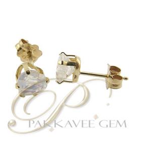 ต่างหูทองแท้10K ฝัง Moonstone แท้