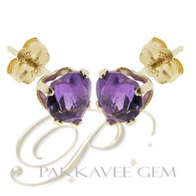 ต่างหูทองแท้10K ฝัง Amethyst แท้