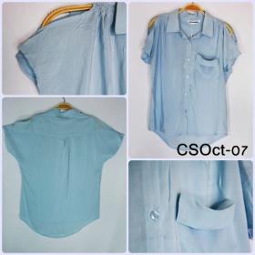 เสื้อเชิ้ตคอปกสีฟ้าอ่อน ผ้านิ่มใส่สบาย