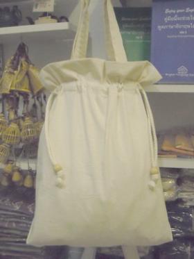 A43 ถุงผ้าดิบรูดปาก 14x17 100% cotton หนา 13 lb.