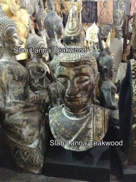 ไม้แกะเศียรพระครึ่งซีก