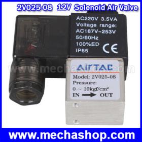 โซลินอยด์วาล์ว DC 12V 2.5W 2 Position 2 Way Solenoid Valve F Electric Pneumatic Power Control