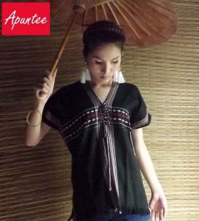เสื้อกะเหรี่ยงทอมือจากฝ้ายแท้ๆ ลายโบราณสีดำ รอบอก46นิ้ว ยาว25นิ้ว