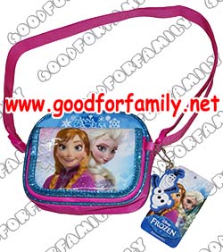 กระเป๋าสะพายข้างเล็ก Frozen ขนาด 4.5 นิ้ว มีฝาปิด สีชมพู-ฟ้า โฟรเซ่น แอนนา เอลซ่า กระเป๋าใส่ของ กระเป๋าเด็ก รหัส bckslifro006