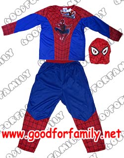 ชุดแฟนซี Spiderman มีไฟกะพริบ แขนยาว-ขายาว-หน้ากาก สไปเดอร์แมน สีแดง-น้ำเงิน  แต่งแฟนซี fancy การ์ตูน ยอดมนุษย์ เสื้อผ้าเด็ก รหัส fcycarspi004