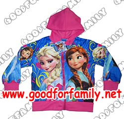 เสื้อกันหนาว Frozen Jacket โฟรเซ่น สีชมพูเข้ม ฮู้ด hood anna elsa อันนา เอลซ่า แจกเกต แจ็กเก็ต เสื้อผ้าเด็ก เสื้อแขนยาว รหัส jckfro001