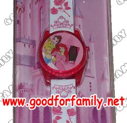 นาฬิกาข้อมือเด็ก ดูเวลา Princess สี-ขาว หน้าปัดมีไฟ เจ้าหญิง นาฬิกาเด็ก ดิจิตอล digital รหัส wchpri001